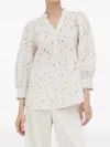 Bruuns Bazaar Eyelet-embroidered Puff-sleeve Top In White