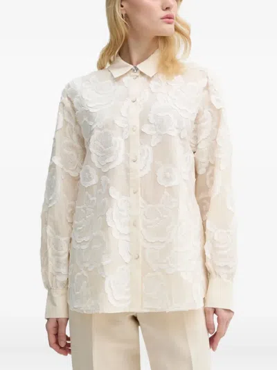 Bruuns Bazaar Floral-embroidered Shirt In Neutral