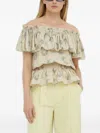 Bruuns Bazaar Floral-print Ruffled Blouse In Gold