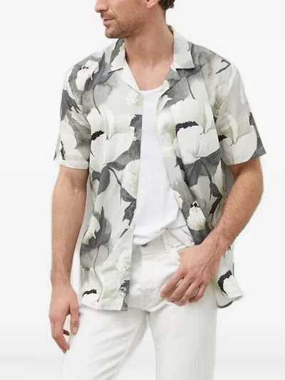 Bruuns Bazaar Floral-print Short-sleeve Shirt In White