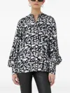 Bruuns Bazaar Geometric-print Long-sleeved Blouse In Black