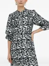Bruuns Bazaar Geometric-print Puff-sleeve Midi Dress In Black