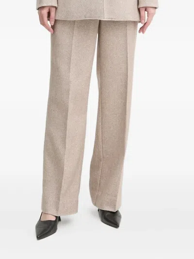 Bruuns Bazaar Herringbone Gold-button Trousers In Brown