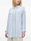 Bruuns Bazaar Lace-insert Belted Shirt In Blue