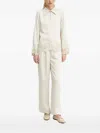 Bruuns Bazaar Lace-trimmed Satin-effect Blouse In Neutral