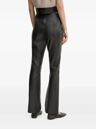 Bruuns Bazaar Leather Zip-fly Trousers In Black