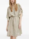 Bruuns Bazaar Odiabbparez Metallic-print Tiered Mini Dress In Neutral