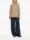 Bruuns Bazaar Pleated-cuff Keyhole Blouse In Brown