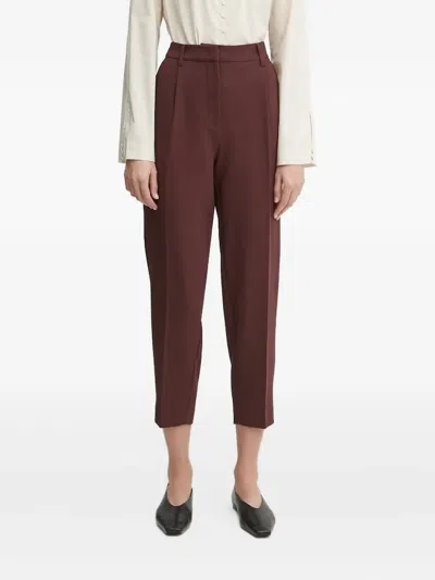 Bruuns Bazaar Pleated-front Cropped-leg Trousers In Brown