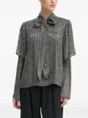 Bruuns Bazaar Pleated-overlay Neck Tie Blouse In Gray
