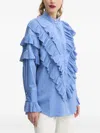 Bruuns Bazaar Pleated Ruffle Blouse In Blue