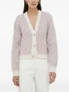 Bruuns Bazaar Ribbed Jewel-button Cardigan In Purple