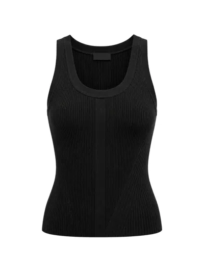 Bruuns Bazaar Ribbed-knit Scoop-neck Tank Top In Black