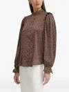 Bruuns Bazaar Ruffled-detailing Mock-neck Blouse In Brown