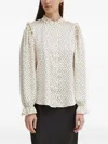 Bruuns Bazaar Ruffled Print Blouse In White
