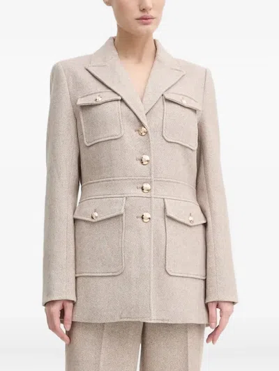 Bruuns Bazaar Scarletbbbaki Herringbone-pattern Coat In Neutral