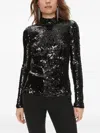 Bruuns Bazaar Sequin-embellished Mock-neck Top In Black
