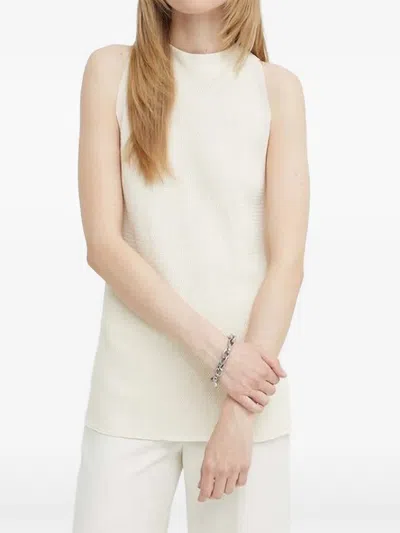 Bruuns Bazaar Side-slit High-neck Blouse In White