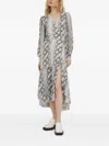 Bruuns Bazaar Snakeskin-print Wrap Midi Dress In Neutral