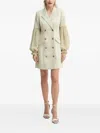Bruuns Bazaar Trudy Double-breasted Balloon-sleeve Mini Dress In Neutral