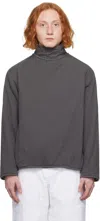 Bryan Jimene`z Gray Waffle Turtleneck In Graphite