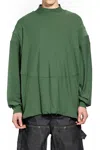 Bryan Jimene`z Padded Shoulder Long Sleeve Top In Green