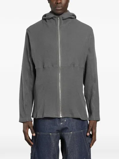 Bryan Jimene`z Thermal Zip-up Hoodie In Gray