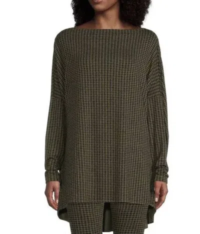 BRYN WALKER DIMITRI NOCOLA HOUNDSTOOTH TUNIC TOP IN BROWN AND BLACK