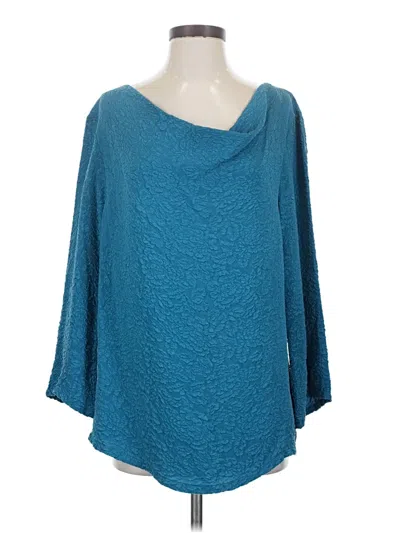 Pre-owned Bryn Walker Long Sleeve Silk Top Teal Cowl Neck Tops In Blue