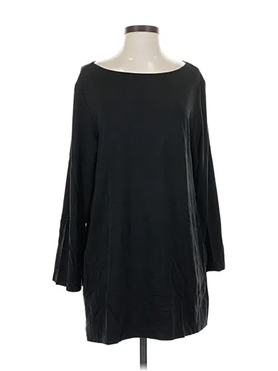 Pre-owned Bryn Walker Long Sleeve Top Black Solid Pattern Boatneck Tops
