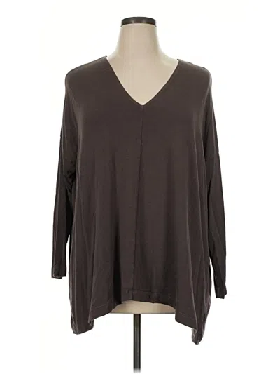 Pre-owned Bryn Walker Long Sleeve Top Brown V-neck Tops