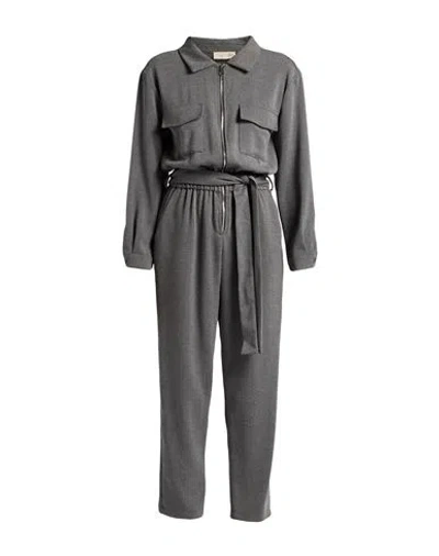 Bsb Jeans Woman Jumpsuit Lead Size L Polyester, Viscose, Elastane In Gray
