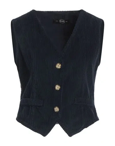 Bsb Jeans Woman Tailored Vest Midnight Blue Size L Cotton