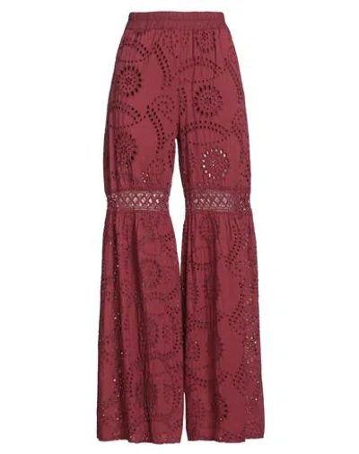 Bsb Woman Pants Burgundy Size S Cotton In Red