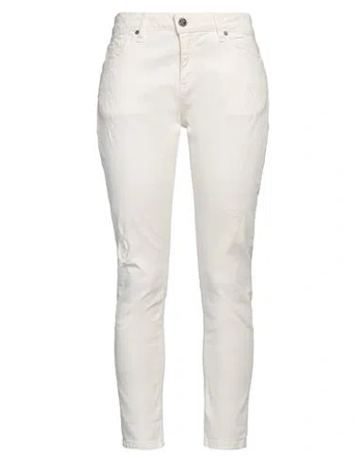 Bsb Woman Pants Cream Size 29 Cotton, Elastane In White