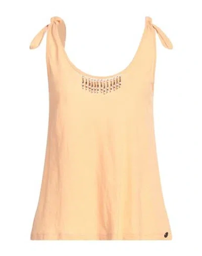 Bsb Woman Top Apricot Size L Linen, Cotton In Orange