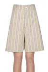 Bsbee Embroiderd Cotton Bermuda In Dove-grey