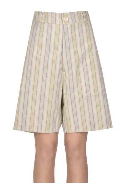 Bsbee Embroiderd Cotton Bermuda In Neutral
