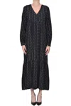 Bsbee Embroidered Cotton Long Dress In Black