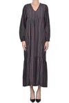 Bsbee Embroidered Cotton Long Dress In Black