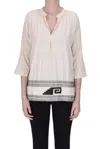 BSBEE EMBROIDERED HEM BLOUSE