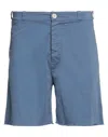 Bsbee Man Shorts & Bermuda Shorts Slate Blue Size 34 Cotton In Blue