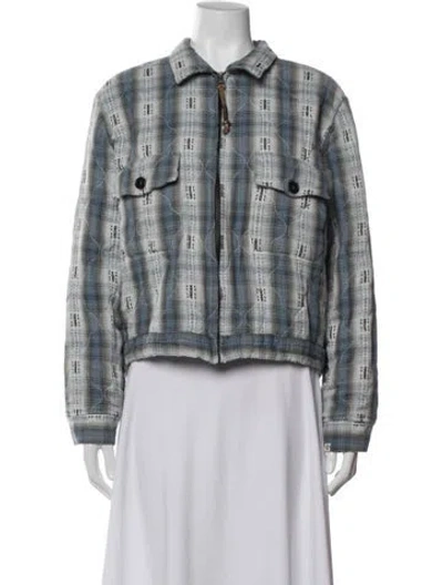 Pre-owned Bsbee Plaid Print Jacket W/ Tags In Blue