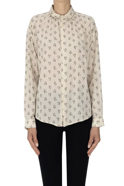 Bsbee Printed Cotton Shirt In Beige