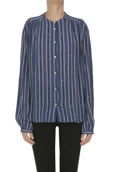 Bsbee Striped Cotton Shirt In Blue