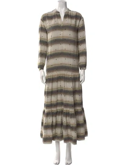 Pre-owned Bsbee Striped Long Dress In Neutral