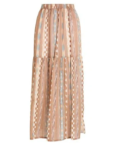 Bsbee Woman Maxi Skirt Light Brown Size M Cotton