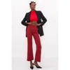 Bsl Red High Waist Buttoned Straight Trousers In Red