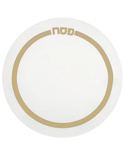 Bt Shalom Classic Design Leatherette Passover Matzah Cover With Gold Embroidery In White