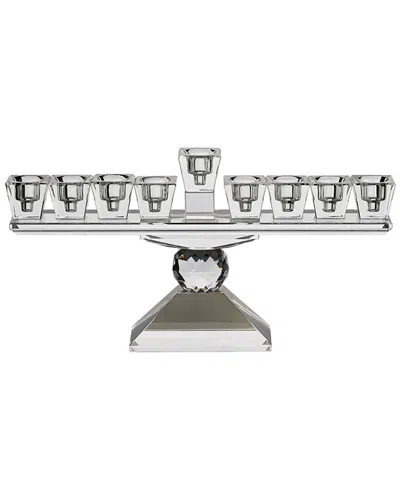 Bt Shalom Crystal Menorah With Decorative Jewels Stand In Clear
